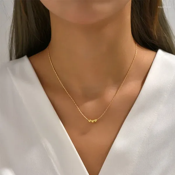 Kolye Kolyeleri Minar 2023 Metalik Boncuklar Strand For Women Girl ifadesi 14K Gerçek Altın Kaplama Bakır Zincir Gerdanlık