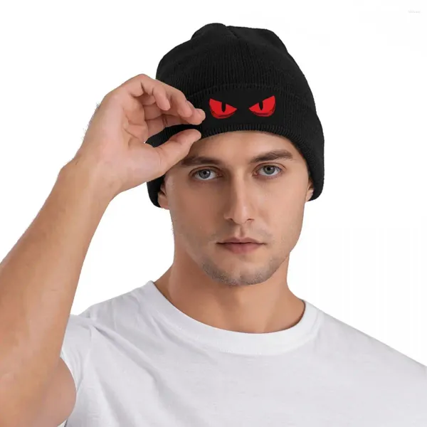 Berets assustador bonnet chapéus olhos vermelhos beanie personalizado chapéu de malha outono rua adulto unisex kpop térmico elástico bonés