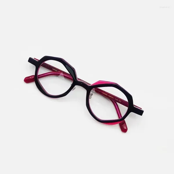 Montature per occhiali da sole Occhiali da vista personalizzati poligonali in acetato premium da uomo classici gialli rossi da donna con confezione