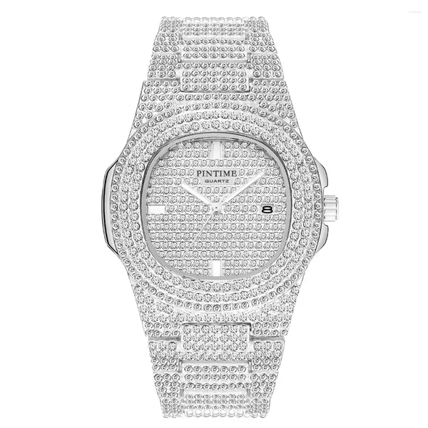Relógios de pulso atacado homens mulheres moda diamante relógio bling gelado casal movimento de quartzo causal vestido presente relógio masculino