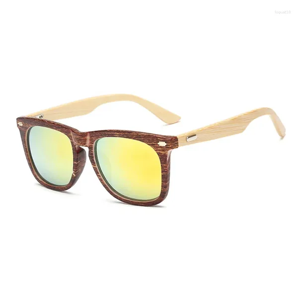 Óculos de sol foenixsong moda feminina para homens mulheres 2023 braço de bambu plana superior espelho lentes vintage óculos masculinos óculos oculos