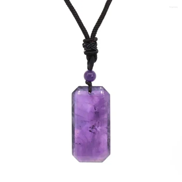 Anhänger Halsketten KFT Heilkristalle Naturstein Quadratische Scheibe Halskette Amethyste Rosa Quarz Schwarz Achate Tigerauge Schmuck