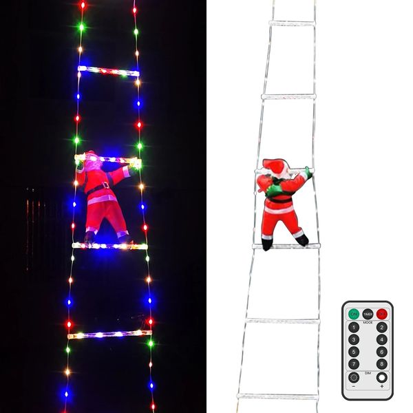 Weihnachtsdekorationen Weihnachtsmann Klettern auf Seilleiter Indoor Outdoor Ornament Dekor Wasserdichtes LED-Licht mit Fernbedienung 231019