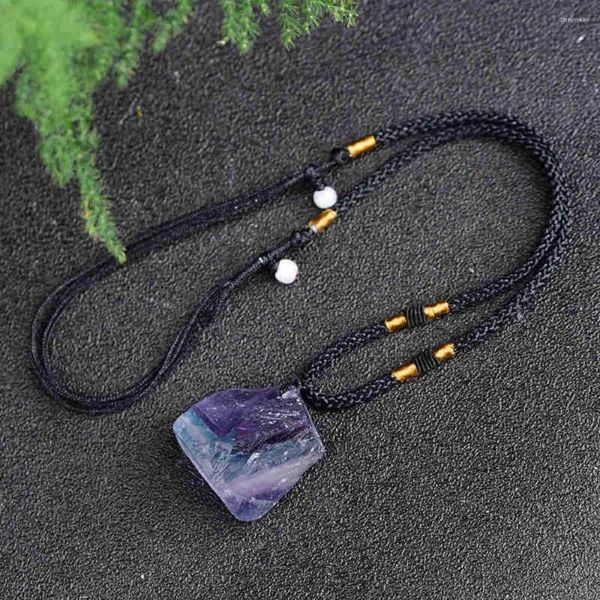 Colares pingentes Ametista Pó Cristal Branco Fluorite Colar Gemstone Cura Irregular Reiki