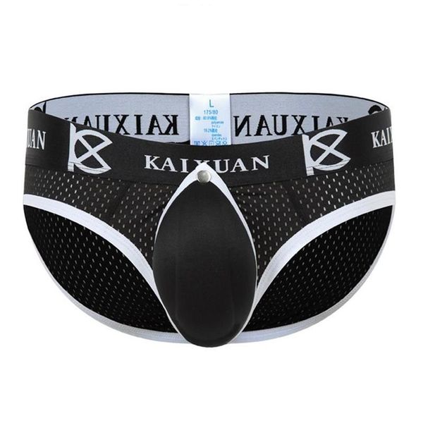 Cuecas masculinas gay pênis bolsa roupa interior traseira aberta frente removível jockstraps masculino ampliar sexy aumentando esponja copo almofada un2778