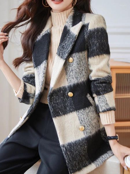 Damenanzüge Hohe Qualität Frühling Frauen Casual Blazer Anzug Jacke Koreanische Version Plaid Lose Mode Einfache Büro Damen Tops
