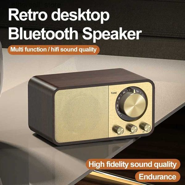 Cep Telefonu Hoparlörler Çok Fonksiyonlu Özel Model Yaratıcı Retro Bluetooth Hoparlör Ahşap Hoparlör Kutusu Stereo Kart Anten Radyosu Q231021