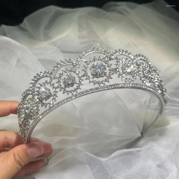 Haarspangen, Hochzeitskronen, Zirkon-Diadem, arabische Tiaras, CZ-Prinzessin-Kopfbedeckung, elegante Damen-Tiara und Krone für Festzug, Party, Brautaccessoires