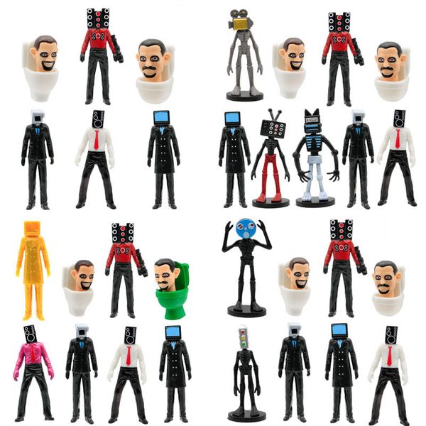 Figuras de brinquedo de ação homem de áudio e câmera titan homem banheiro blocos de construção brinquedos diy tijolos brinquedo atacado por ar rápido