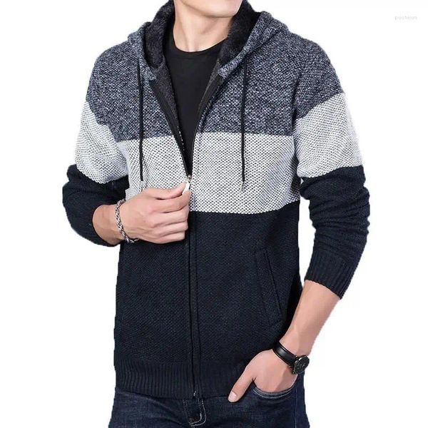 Maglioni da uomo maglione lavorato a maglia autunno inverno velluto spesso caldo maglione cardigan allentato casual con cappuccio giacca fredda soprabito maschile