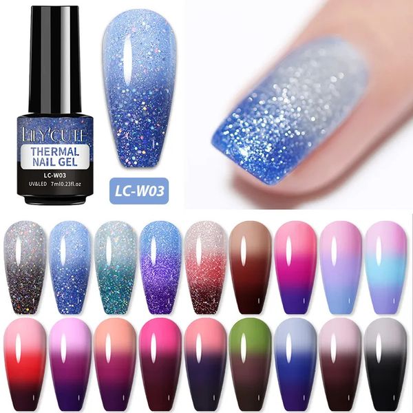 Nail Polish Lilycute 7ml Vernis Gel Térmico Semi Permanente 3 Camadas Temperatura Mudança de Cor Soak Off DIY Design 231020