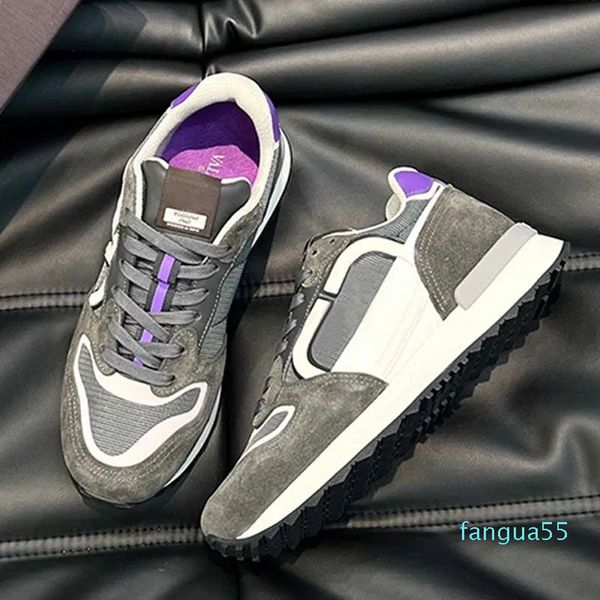 2023-Sneaker Scarpe casual da uomo di design Lacci di colore superiore Suola in gomma con dettaglio borchia Scarpe da corsa da donna per esterni 38-45