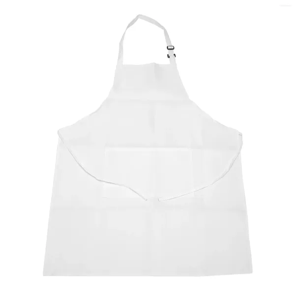 Correntes 4 pacotes babador com 2 bolsos ajustável cozinha cozinhar avental de chef para mulheres homens branco
