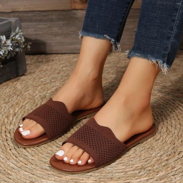 Chinelos Mulheres Chuveiro Tamanho 9 Senhoras Moda Verão Sólida Malha Respirável Open Toe Support Women