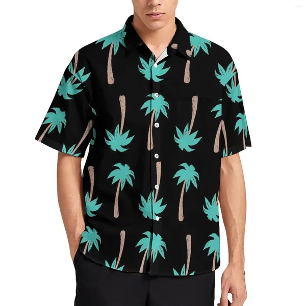 Camicie casual da uomo Camicia da spiaggia con palme Stampa vegetale Camicette stile hawaiano Street Style Maniche corte Top personalizzato Taglie forti 3XL 4XL