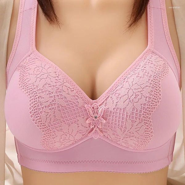 Completo da yoga Taglie forti Donna Reggiseno attivo sottile Filo di cotone raccolto libero Morbido Gilet di mezza età e per anziani Stile Coppa piena Biancheria intima con cinturino largo