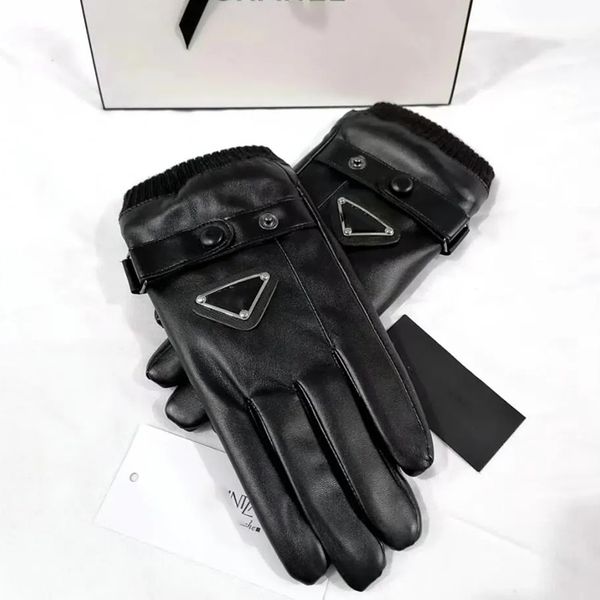 Luvas de couro para homens marca de luxo designer luva feminina tela sensível ao toque luvas de proteção de inverno handschuhe moda luvas de meio dedo