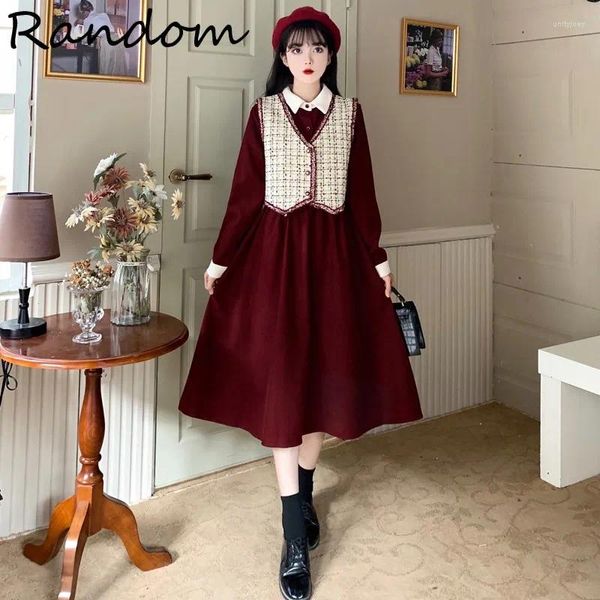 Abiti da lavoro Donna Taglie forti Abito vintage Gilet scozzese Top corto e camicia di velluto a coste Set rosso a due pezzi Abito elegante Abbigliamento primaverile Capispalla