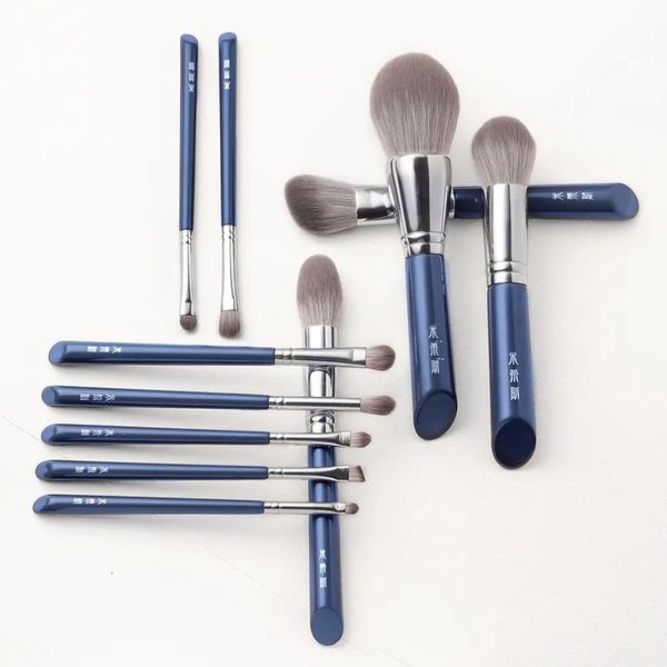 Rossetto MyDestiny Azure Blue 11 pezzi Set di pennelli per trucco Kit fibra super morbida Alta qualità Viso Fondotinta per occhi Ombretto in polvere 231020