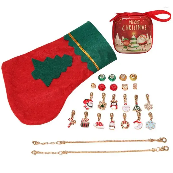 Decorazioni natalizie Set per creare braccialetti per bambini con calza e kit collana per ragazze 24 pezzi di gioielli con perline fai-da-te