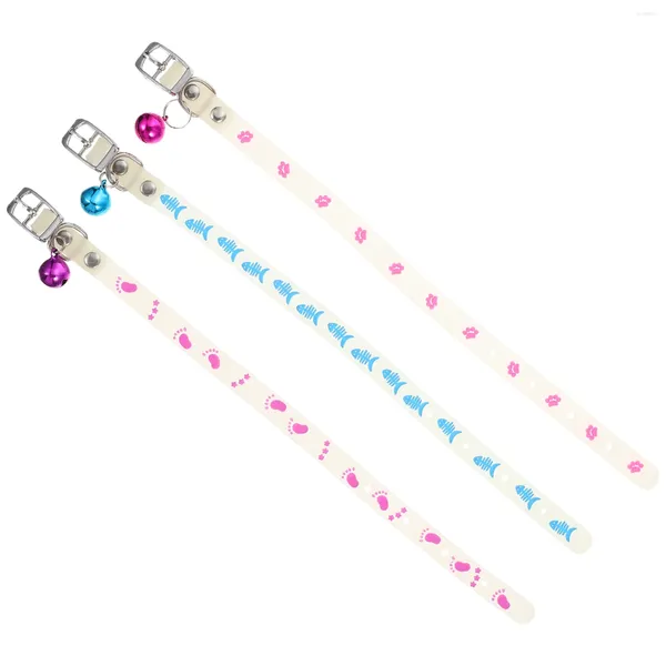 Collari per cani 3 pezzi Collare per cucciolo fluorescente Night Pet Neck Ornament Bell Strap