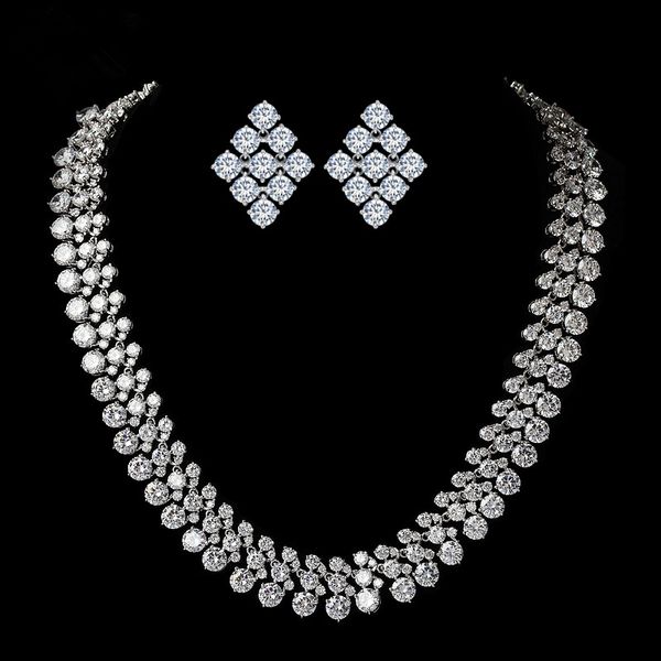 2024 Luxus 3A Zirkon hochwertige Braut Halskette Ohrring Set Frauen funkelnde Zirkon Halskette für Frauen Verlobung Hochzeit Party Valentinstag Geschenk SPC