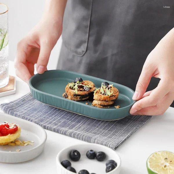 Teller Nordic Keramik Geschirr Kreative Rechteckige Platte Dim Sum Snack Sushi Abendessen Dessert Küche Zubehör