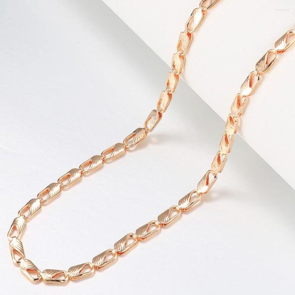 Ketten Rechteckige Gliederkette Halskette 585 Roségold Farbe Für Frauen Mädchen Schmuck Großhandel Tropfen 5mm 20/24 Zoll DCN54