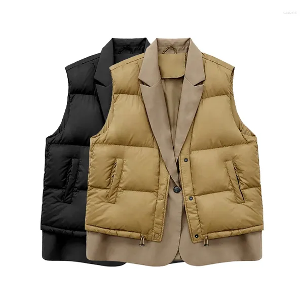 Gilet da donna invernale ZCWXM da donna Gilet invernale da donna al 90% Piumino bianco con cuciture Abito da donna senza maniche Gilet di piume