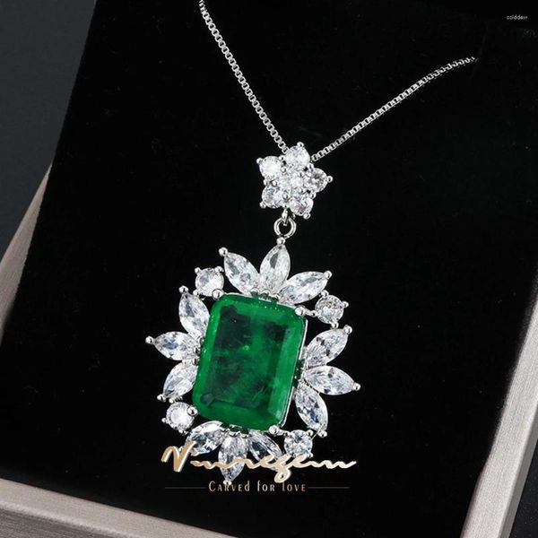 Pendants vinregem vintage 8 10mm laboratuvar oluşturdu Emerald Safir Taş Lüks Kolye Kadınlar Kolye Hediye Partisi Güzel Takı Toptan