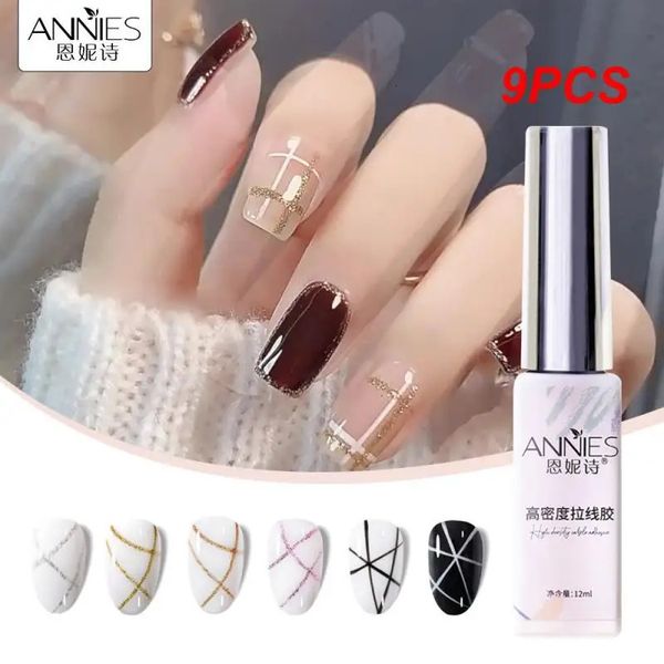 Unha Polonês 9 PCS 12 ml Japonês Manicure Gel Unha Polonês Cola Pintada Poterapia Cola Glitter Puxar Linha Gancho Nail Art Design 231020