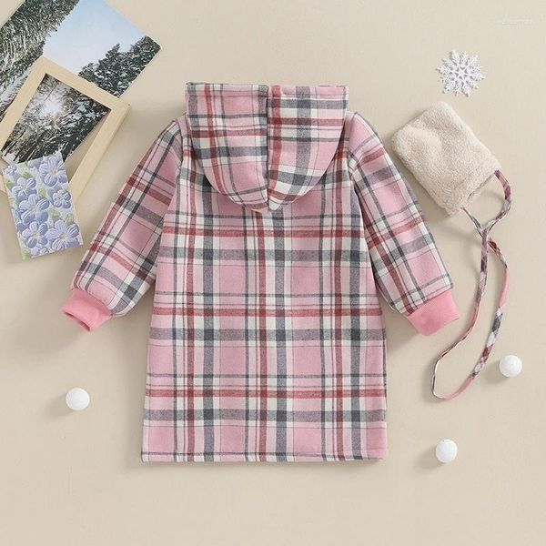 Jacken Kinder Kleinkind Mädchen Wintermantel Plaid Print Langarm Hoodie Jacke und Tasche Frühling Herbst Outwear Kleidung