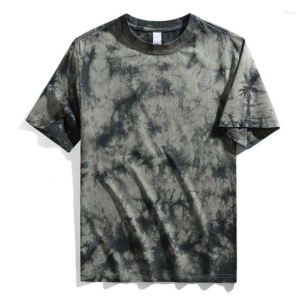 Camiseta masculina verão tie-dye camiseta masculina de manga curta algodão solto impressão streetwear hip hop camisa para homem