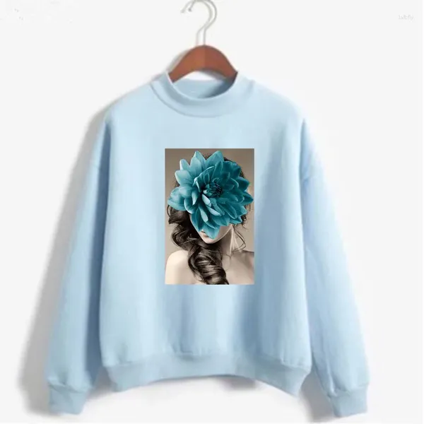 Frauen Hoodies Harajuku Sexy Blume Schönheit Drucken Frau Sweatshirt Süße Oansatz Gestrickte Pullover Herbst Winter Candy Farbe Frauen Kleidung