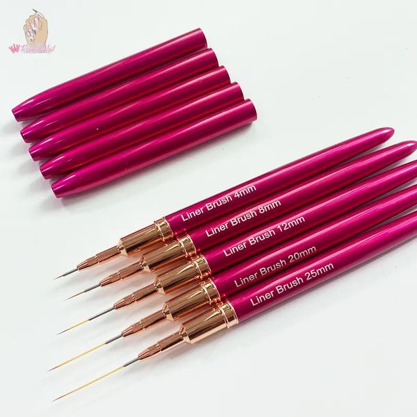 Ferramentas de maquiagem Professional Striping Nail Art Brushes Ferramenta Rosa Metal Handle Ultra Fino Long Liner Desenho Detalhe Pintura Manicure Pen 231020