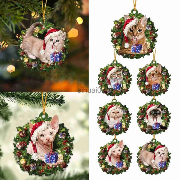 Decorazioni natalizie 1PC Ciondolo acrilico natalizio Doppio lato Ornamenti pendenti Decorazione natalizia per la casa Natale Navidad 2024 Regali di Capodanno x1020