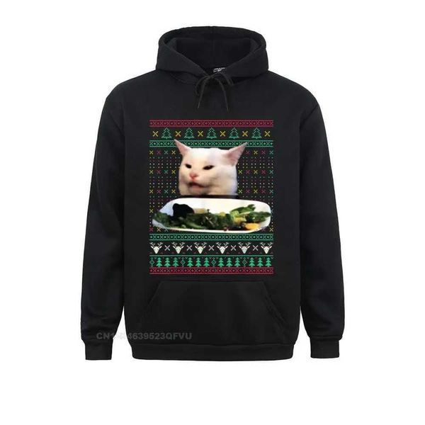 Moletom Com Capuz Masculino Esome Gritando Com Um Gato Meme Natal Engraçado Suéter Feio Presente Moletom Com Capuz