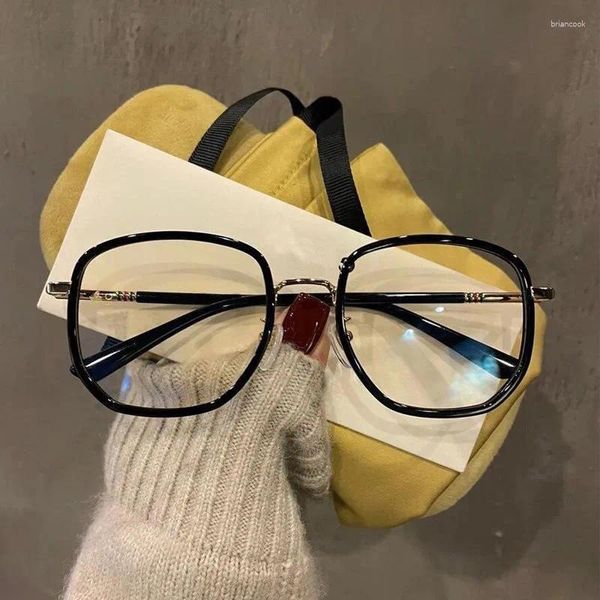 Sonnenbrille Anti Blaues Licht Gläser Frauen Quadratischen Rahmen Brillen 0 Flache Spiegel Mädchen Mode Klare Brillen Computer