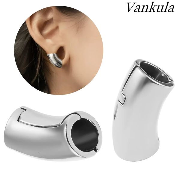 Stud Vankula 2PC Fashion Clip Ohrläppchen Manschette Edelstahl Plugs Ohrmessgeräte Tunnel Piercing Expander Bahren Körperschmuck 231020