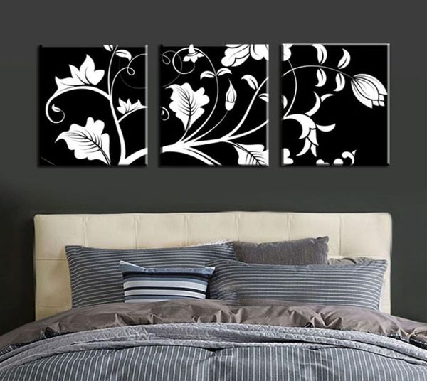 Senza cornice 3 pezzi nero bianco fiore albero moderno grande HD stampa su tela pittura arte immagine per soggiorno casa decorazione della parete8009387