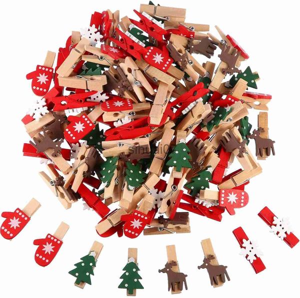 Decorazioni natalizie 10 clip natalizie in legno Decorazioni per feste di Capodanno foto clip da parete Decorazioni natalizie fai da te per la casa Decorazioni per l'albero di Natale x1020