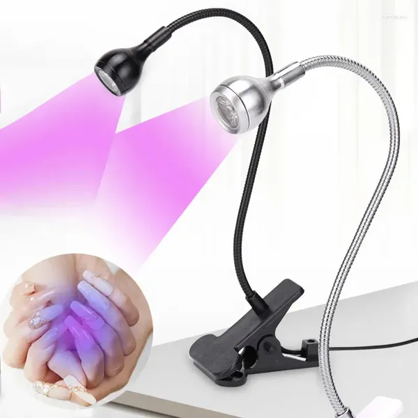 Secadores de unhas UV Tubo de Luz Ultravioleta Lâmpada Cura Mini Desk Art Luzes Gel Secador USB Clip-On Metal Flexível LED DIY para