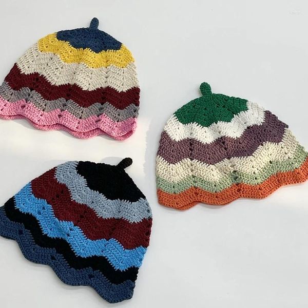 Береты, маленькая вязаная шапка ручной работы с веерным кружевом и тыквой, женские ретро темпераментные милые крутые трендовые брендовые индивидуальные пуловеры, шапки
