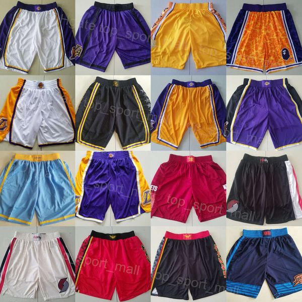 Männer Sport Jamal Murray Basketball Shorts CJ McCollum Jogginghose Elastische Taille Trae Young Wear Hip Pop Kordelzug Hose Rot Schwarz Weiß Blau Gelb Lila Stich