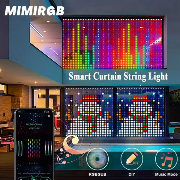 Outros suprimentos para festas de eventos 2pcs Smart App Control RGB Cortina Luzes DIY Imagem Texto Display LED Janela Quarto Decoração de Natal ao ar livre 231019