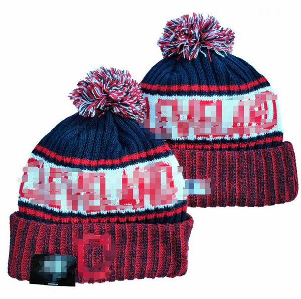 Berretti da uomo Cappelli da baseball Idians Beanie Tutte le 32 squadre Lavorato a maglia con risvolto Pom Cleveland Berretti a righe Sideline Lana calda USA College Sport Cappelli in maglia Berretto per donna A0