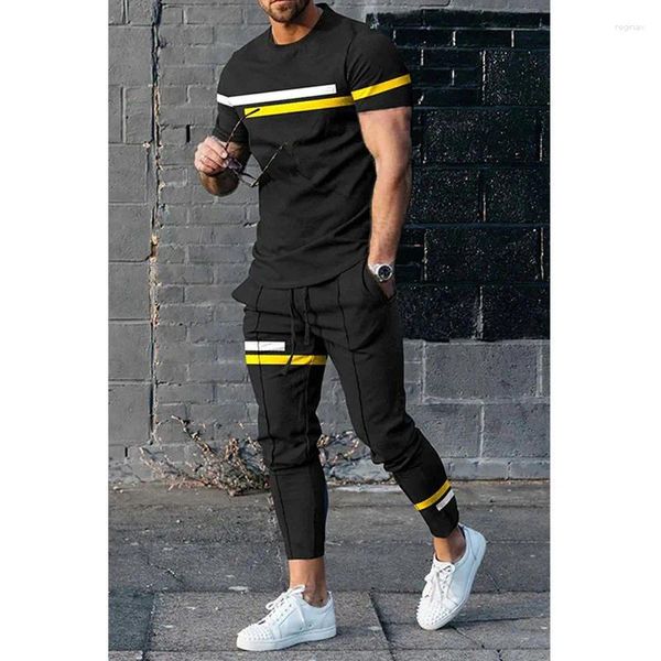 Tracksuits masculinos 2023 verão 3d impressão digital tracksuit mix lote manga curta camiseta e calças dois conjuntos de peças roupas para homens