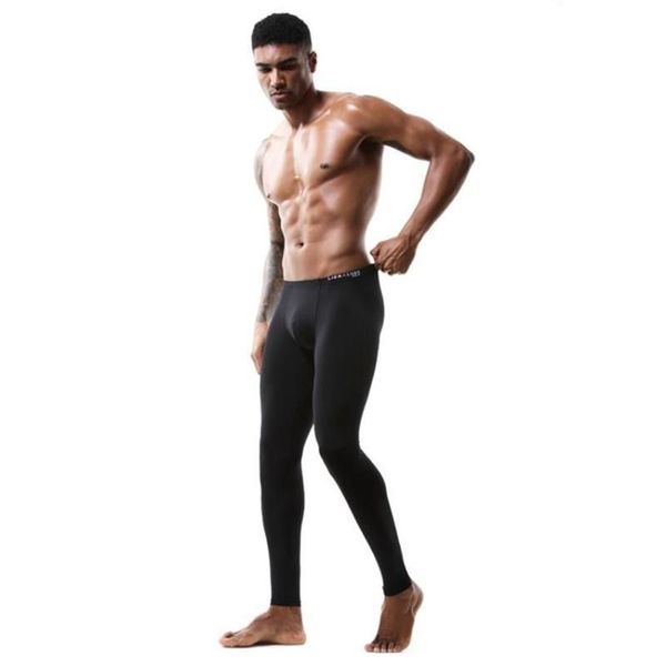 Intimo termico da uomo consigliato Seta di ghiaccio da uomo Sexy Long John Collant alti elastici Homewear Pantaloni morbidi262f