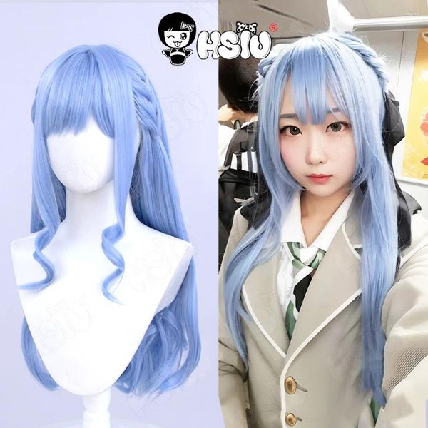 Fontes de festa togawa sakiko cosplay peruca anime bang sonho hsiu 70cm azul claro cabelo longo boné sintético mygo