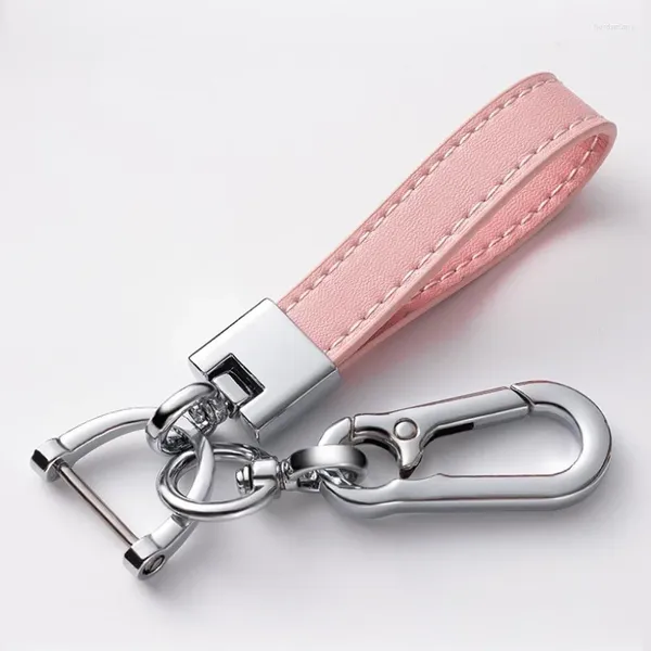 Porte-clés de voiture en cuir véritable, accessoires de haute qualité, lanière en cuir de vache, moto, bracelet Anti-perte, porte-clés